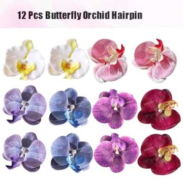 12 Pieces Flower Hair Clips Bohemian Butterfly Orchid Hair Barrettes for Beach Party Spring Photo Prop, Artificial Hawaiian Boho Hairclip Flower Hair Accessories for Women Girls Bridal Headwear