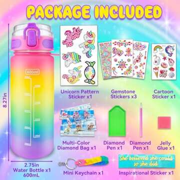 EDsportshouse Decorate Your Own Water Bottle Kits for Girls Age 4-6-8-10,Unicorn Painting Crafts,Fun Arts and Crafts Gifts Toys for Girls Birthday Christmas(Unicorn)