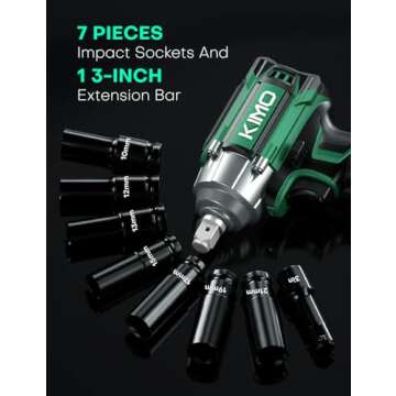 KIMO Cordless Impact Wrench - 3000 RPM Power