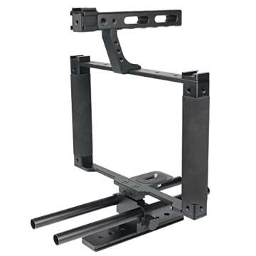 Professional Studio Mirrorless/DLSR Camera Video Cage Film Movie Making Expansion Mount Kit Vlogging Stabilizer Rig System for YouTube Tictok KOL Creator Starter Compatible Nikon Canon Sony Camcorder