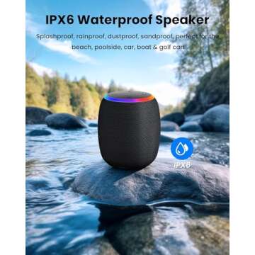 ZICOROOP Portable Bluetooth Speakers: 15W Stereo, Waterproof & LED Light