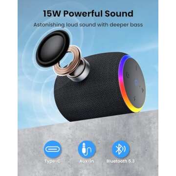 ZICOROOP Bluetooth Speakers - Waterproof 15W Sound