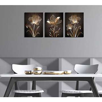 arteWOODS Abstract Wall Art - Brown Flowers Canvas Set for Modern Decor