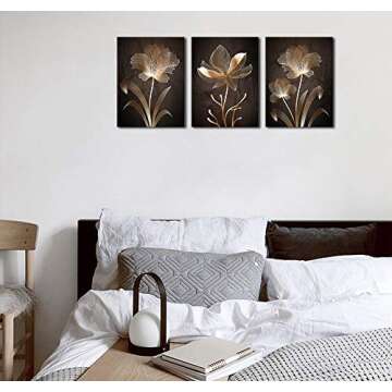 arteWOODS Brown Flowers Canvas Wall Art 12x16