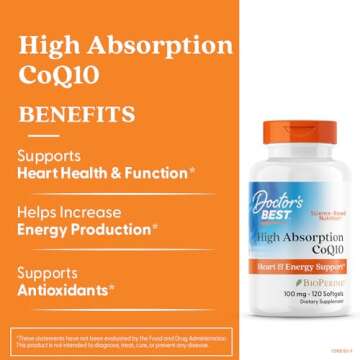 Doctor's Best High Absorption CoQ10 with BioPerine, Gluten Free, Naturally Fermented, Heart Health, Energy Production, 100 mg, 120 Count