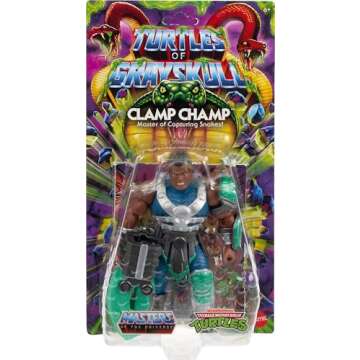 Masters of Universe Origins Turtles of Grayskull Clamp Champ Reptile Wars Posable Action Figure, Teenage Mutant Ninja & Motu Crossover Hero Toy