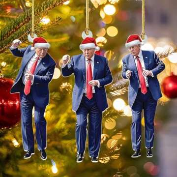 3PCS Trump Christmas Ornaments 2024 - Dancing Ornament - Christmas 2024 Ornament Acrylic 2D Christmas Tree Decorations, Xmas Gifts (02)