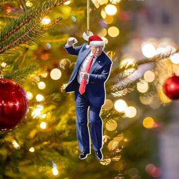 3PCS Trump Christmas Ornaments 2024 - Dancing Ornament - Christmas 2024 Ornament Acrylic 2D Christmas Tree Decorations, Xmas Gifts (02)