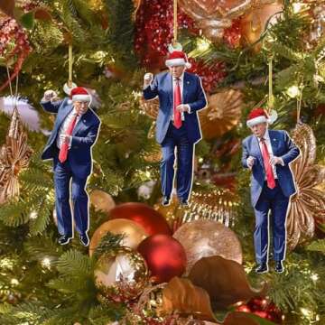 3PCS Trump Christmas Ornaments 2024 - Dancing Ornament - Christmas 2024 Ornament Acrylic 2D Christmas Tree Decorations, Xmas Gifts (02)