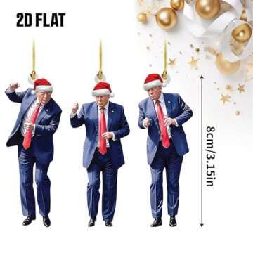 3PCS Trump Christmas Ornaments 2024 - Dancing Ornament - Christmas 2024 Ornament Acrylic 2D Christmas Tree Decorations, Xmas Gifts (02)