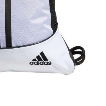 adidas Alliance Sackpack (12L) Lightweight Athletic Small Drawstring Team Sports Workout Bag, White/Black, One Size