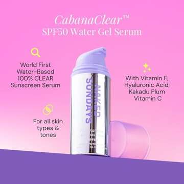 Naked Sundays CabanaClear SPF 50 Water Gel Serum - Daily Lightweight & Hydrating SPF Sunscreen with Hyaluronic Acid, Broad Spectrum, Oil-Free, Silicone Free, Fragrance-Free for All Skin Types