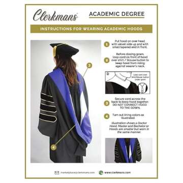 CLERKMANS Unisex Graduation Hood for Bachelors & Masters Degree -University Academic Hood