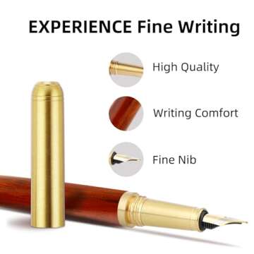 cobee® Wooden Fountain Pens, Handcrafted Wood Fountain Pen Vintage Luxury Pen 0.5mm Fine Point Pen Business Pen Smooth Writing for Journaling Calligraphy Gift Supplies(A)