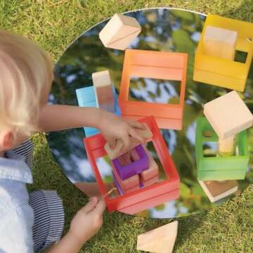 Kaplan Early Learning Discovery Squares - Rainbow - 6 Pieces | Toddler Stacking and Sorting, Nesting Toys | Indoor/Outdoor Montessori Preschool Block Play