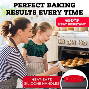 Premium Non-Stick Baking Sheets Set of 3 - Deluxe BPA Free, Easy to Clean Racks w/Silicone Handles - Bakeware Pans for Cooking Baking Roasting - Lets You Bake The Perfect Cookie or Pastry Every Time