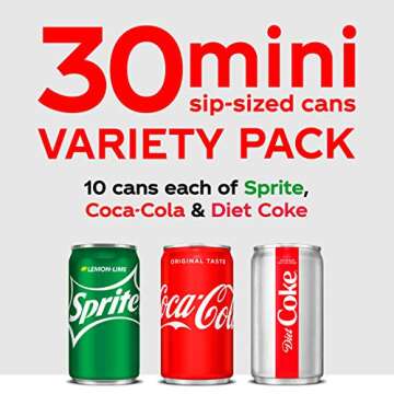 Coca-Cola Mini Can Variety Pack, 7.5 Fl Oz, Pack Of 30 (10 Each: Coke Classic, Diet Coke, Sprite),, 7.5 Fl Oz ()