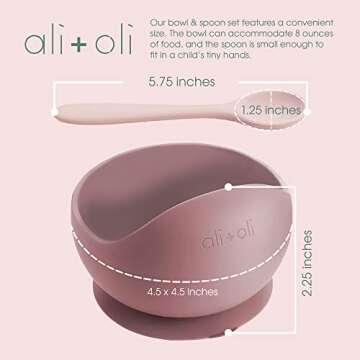 Ali+Oli Silicone Suction Bowl and Spoon Set (Harvest, Original) - Unbreakable Suction Bowls for Baby 6 Months and Up, Self Feeding Baby Utensils, First Stage Baby Feeding Supplies