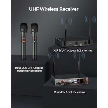 MOYLEAF UHF Cordless Microphone System for Events