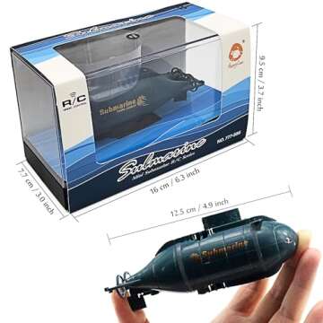 Tipmant Mini RC Nuclear Submarine Toy Remote Control Boat Electric Dive Fish Water Tank Kids Gifts (Blue)