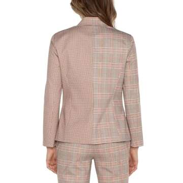 Liverpool Womens Half & Half Double Breasted Blazer Glen Plaid Ponte Lava Flow Glen Plaid Large