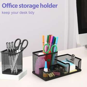 GATUSOO Mesh Pen Holder Set - 4 Stylish Desk Organizers