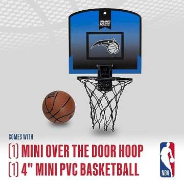 Franklin Sports NBA Orlando Magic Mini Over The Door Basketball Hoop - Kids Indoor Mini Basketball Hoop with Basketball - NBA Fan Shop Mini Hoop for Bedroom + Office - Over The Door Mini Hoop Set