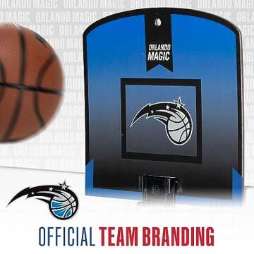 Franklin Sports NBA Orlando Magic Mini Over The Door Basketball Hoop - Kids Indoor Mini Basketball Hoop with Basketball - NBA Fan Shop Mini Hoop for Bedroom + Office - Over The Door Mini Hoop Set