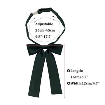 Women Silk Pre-tied Japanese School Girl Anime Bow Tie, Office Ladies Work Uniform kawaii Necktie For Party WBT-8 (Navy Blue)