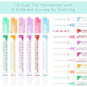 Dual Tip Curve Highlighters Set for Kids & Art