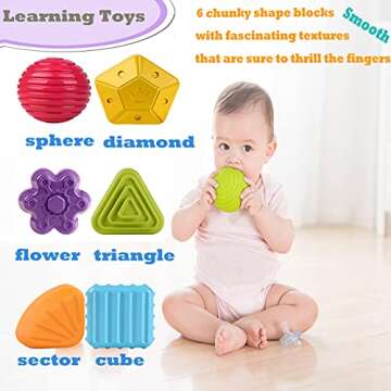 MINGKIDS Montessori Toys for 1 Year Old, Toy 6 Pc Multi Sensory Shape, Toddler Developmental Learning Toys Birthday Gifts, Baby Toys 12 Month