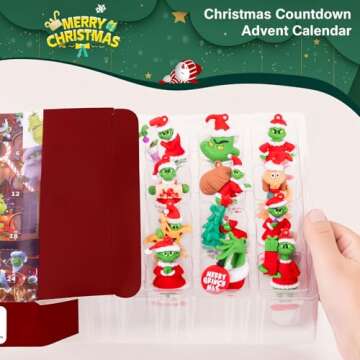 Christmas Advent Calendar 2024,Christmas Vacation Countdown Calendars,Christmas Tree Ornaments Gifts with 24 pcs Collectible Doll Figures for Kids and Adults