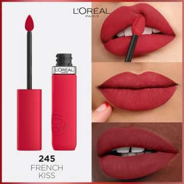 L'Oreal Paris Infallible Matte Resistance Liquid Lipstick, up to 16 Hour Wear, French Kiss 245, 0.16 Fl Oz