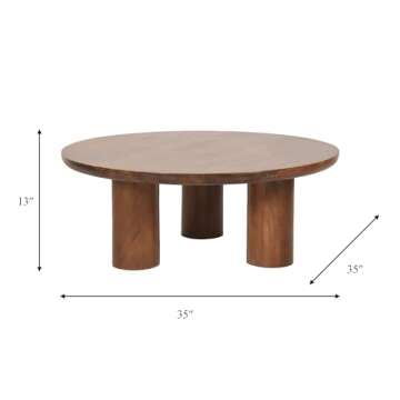 Sagebrook Home Brown 13" H Scandinavian Coffee Table with Brown Finish Mango Wood Construction and Storage for Stylish and Functional Living Room Decor