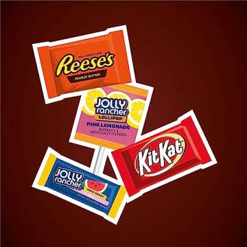 JOLLY RANCHER, KIT KAT and REESE'S Assorted Flavored Snack Size, Candy Party Pack, 34.19 oz