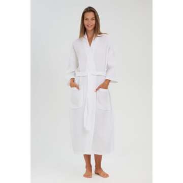 MONARCH Square Waffle Robe - Used by The Finest 4 Hotels and Spas - Unisex Bathrobe White