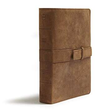 CSB Legacy Notetaking Bible, Tan Genuine Leather with Strap, Black Letter, Wide Margins, Journaling Space, Single-Column, Reading Plan, Family Records, Easy-to-Read Bible Serif Type