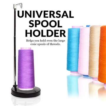 Embroidex Adjustable Single Thread Spool Holder – Stand alone Embroidery, Sewing or Quilting Thread Holder or Stand – Ensures Smoother Feed = Heavy Plastic Base