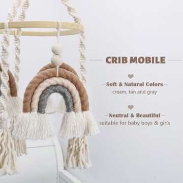 Neutral Baby Crib Mobile Nursery Cot Mobile Macrame Rainbow Baby Mobile Ceiling Mobile Newborn Shower Gift