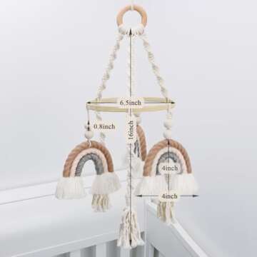 Neutral Baby Crib Mobile Nursery Cot Mobile Macrame Rainbow Baby Mobile Ceiling Mobile Newborn Shower Gift