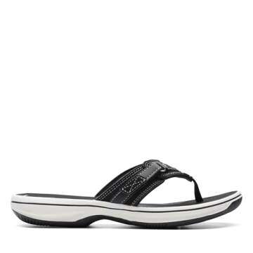 Clarks Women's Breeze Sea Flip-Flop - Black Synthetic, Size 8 for Comfort and Style