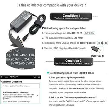 65W USB C Laptop Charger Replacement for Lenovo Thinkpad/Yoga/Chromebook, ADLX65YDC2A Lenovo Laptop Charger