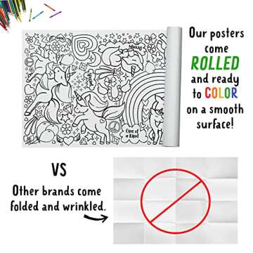 Tiny Expressions Giant Coloring Poster for Kids - Rolled, No Creases 30" x 72" Jumbo Paper Banner or Table Cover for School Parties | Large Pages for Children to Color on Floor or Wall (Unicorn)