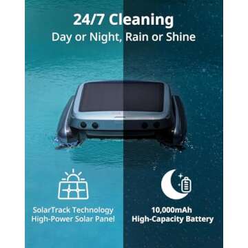 Beatbot iSkim Ultra Solar Powered Robotic Pool Skimmer - 24/7 Cleaning, Solar & Magnetic Wireless Charging, Water Clarification, Edge & Corner Cleaning, S-Path Optimization, App Control, Ice Blue