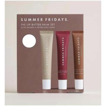 Summer Fridays Lip Butter Balm Trio: Vanilla, Vanilla Beige, and Brown Sugar, 3 Count (Pack of 1)