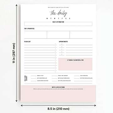 Bliss Collections Daily Planning Pad, To Do List Notebook - Simple Pink - Undated Tear-Off Sheets Notepad - Day or Work Calendar, Organizer, Scheduler for Goals, Tasks, Ideas - 8.5" x 11", 50 Sheets