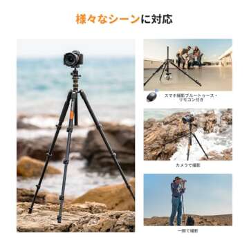 K&F Concept 64''/162cm DSLR Tripod,Lightweight and Compact Aluminum Camera Tripod with 360 Panorama Ball Head Quick Release Plate for Travel and Work B234A1+BH-28 (TM2324)