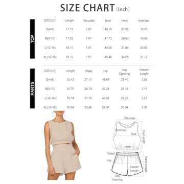 Trendy Queen Womens Summer 2 Piece Outfits Short Sets Matching Sleeveless Tank Top High Waisted Shorts with Pockets White S