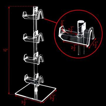 MOOCA 2-Piece Premium Acrylic Eyeglasses Frame Riser Display Stand, Sunglasses Rack ,Sunglasses Rack Holder, Acrylic Eyewear Display, 4 Frames for Each Holder