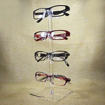 MOOCA 2-Piece Premium Acrylic Eyeglasses Frame Riser Display Stand, Sunglasses Rack ,Sunglasses Rack Holder, Acrylic Eyewear Display, 4 Frames for Each Holder